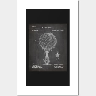 Atlas Globe Map Patent - World Traveler Teacher Classroom Art - Black Chalkboard Posters and Art